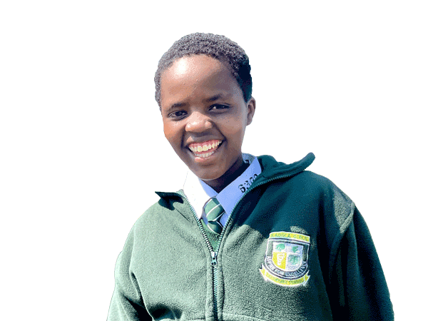 Student supported by Kenya Relief Academy smiling in school uniform in Kenya