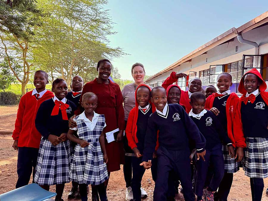 Large group of students and staff at Kenya Relief Academy in Migori, Kenya