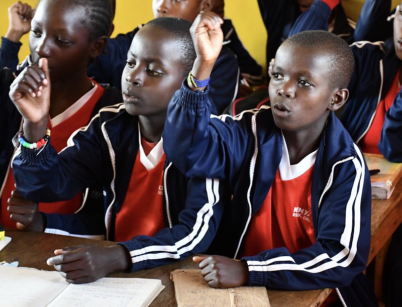 Secondary students in a classroom at Kenya Relief Academy highlighting the Kinship Care pathway.