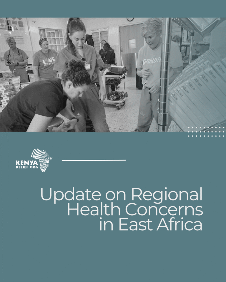 Kenya Relief EMTs and emergency medical volunteers inside Brase Clinic during a medical outreach, featured on the cover of a regional health update about Ebola preparedness and healthcare response efforts in East Africa.